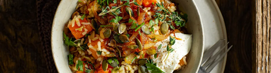 Mujadara met linzen en pompoen