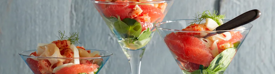 Rivierkreeftjescocktail met grapefruit en venkel