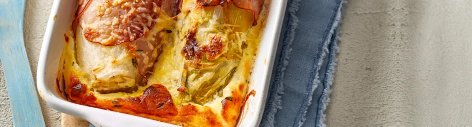 Witlof uit de oven met rauwe ham en parmezaan