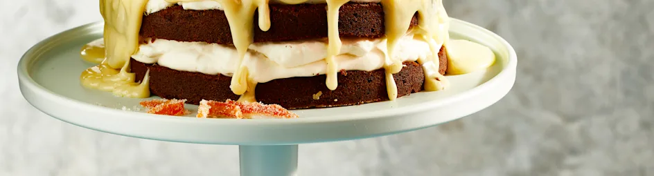 Chocolade-kwarktaart met chocoladedrip