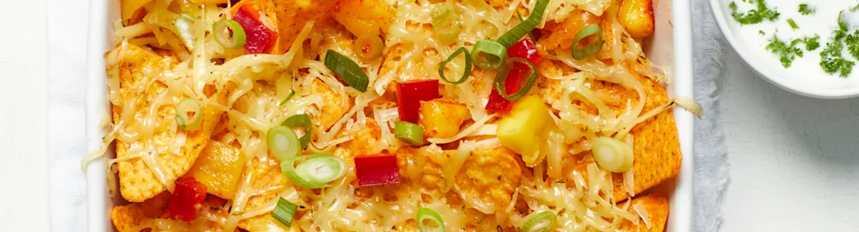 Nacho's met komijnekaas en mangosalsa