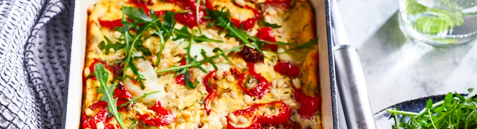 Ovenfrittata met zongedroogde tomaatjes en mozzarella