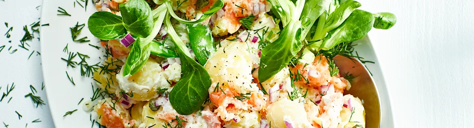 Romige krieltjessalade met zalm
