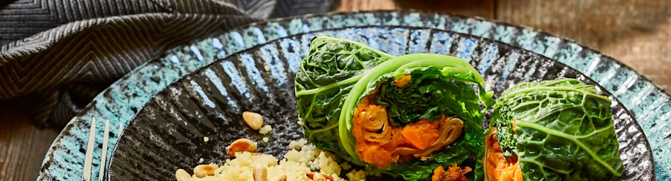 Koolrolletjes met zoete aardappel