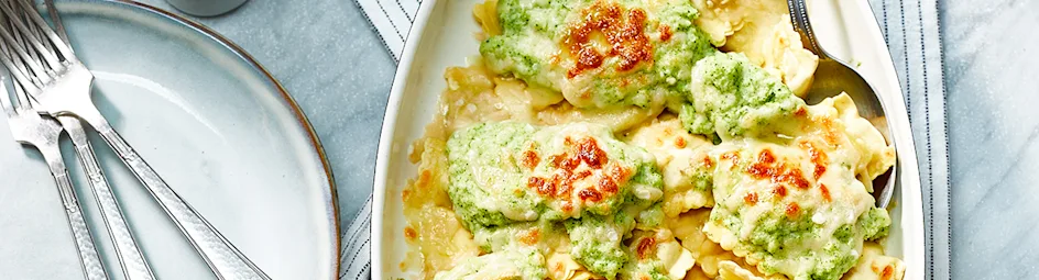 Ravioli mac & cheese met broccoli