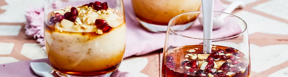Amandelpudding met granaatappel