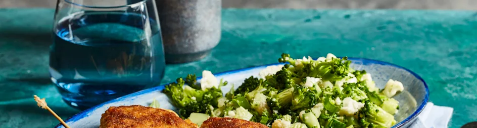 Cordon bleu met gerookte ham, cheddar en groenten-tabouleh