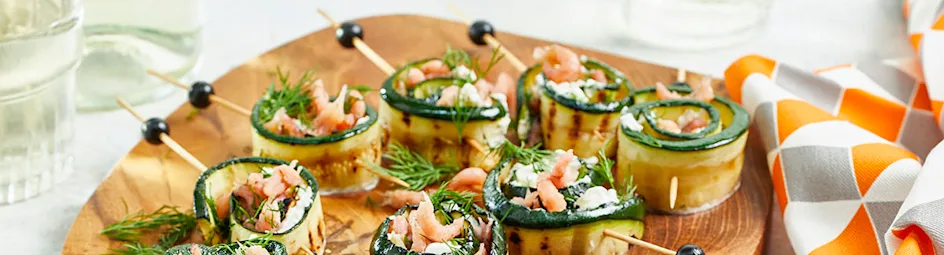 Courgetterolletjes met mascarpone en garnalen