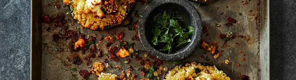 Gevulde portobello met couscous en feta