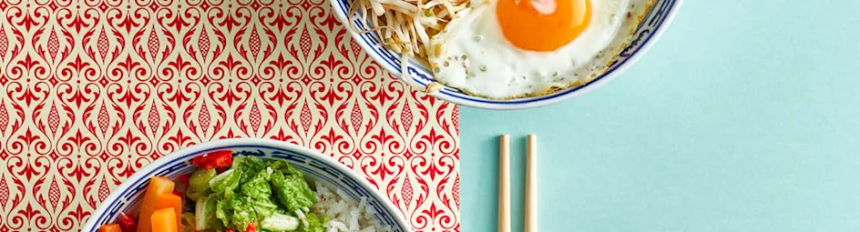 Rijstbowl met garnalen en snelle kimchi