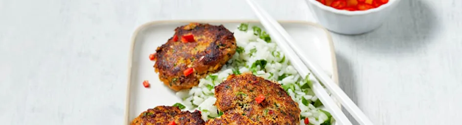 Thaise viskoekjes met korianderrijst