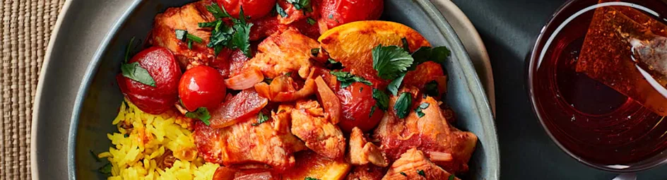 Rooibos-kip met gele rijst