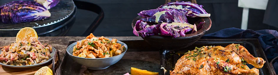 Gegrilde rodekool met yoghurtdressing