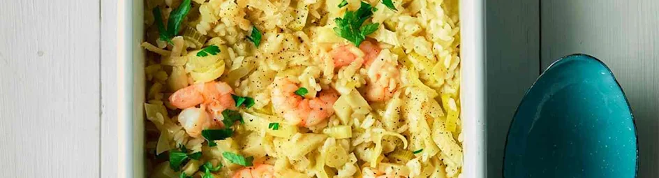 Ovenrisotto met venkel en garnalen