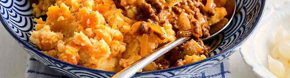 Wortelstamppot met snelle hachee