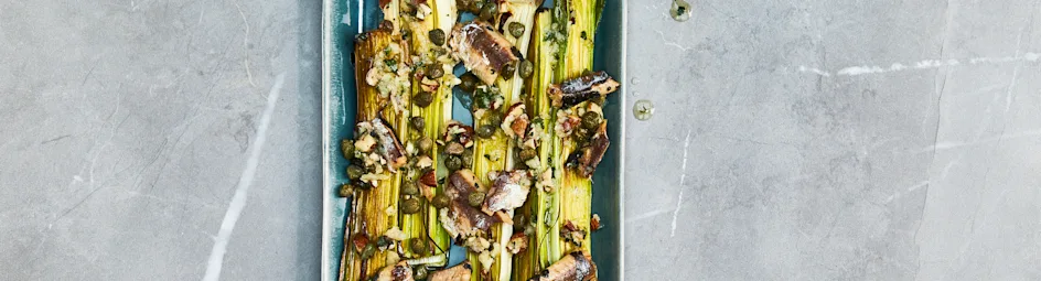 Prei uit de oven met sardines