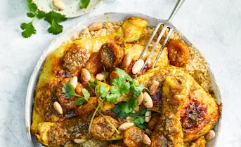 Marokkaanse kip met abrikozen en amandel