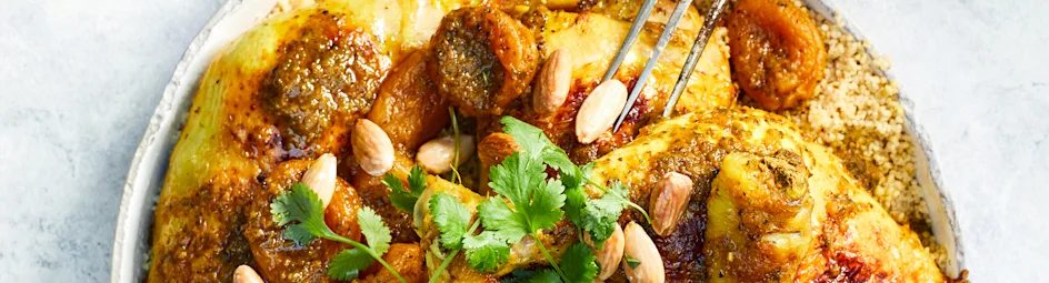 Marokkaanse kip met abrikozen en amandel