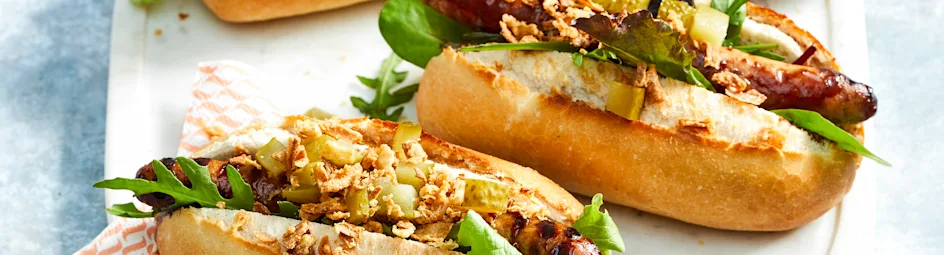 Sticky chipolata hotdogs