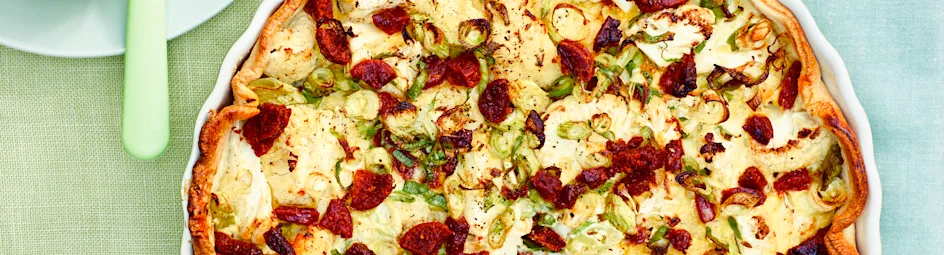 Bloemkoolquiche met chorizo