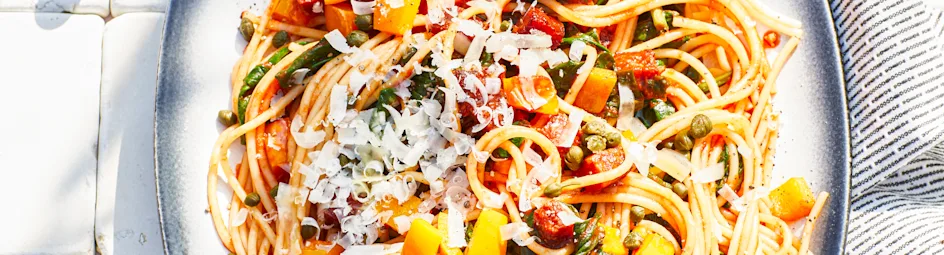 Spaghetti met chorizo en kappertjes