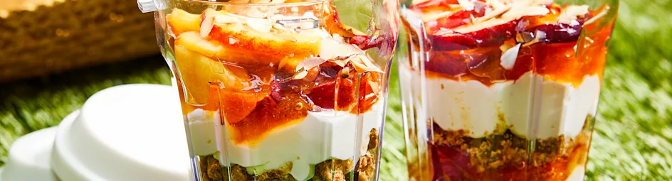 Perzik-cheesecake trifle cups