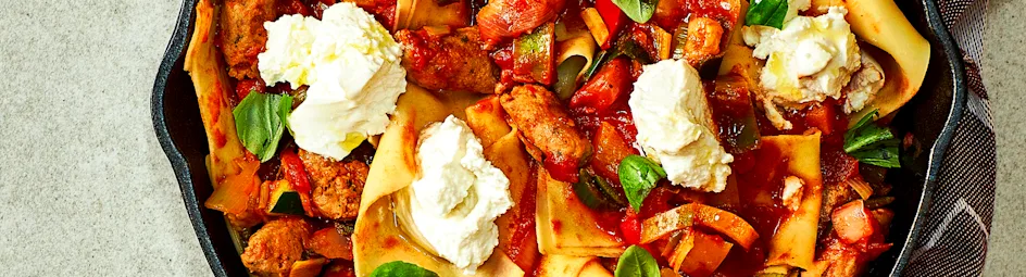 Lasagnette met worst en ricotta