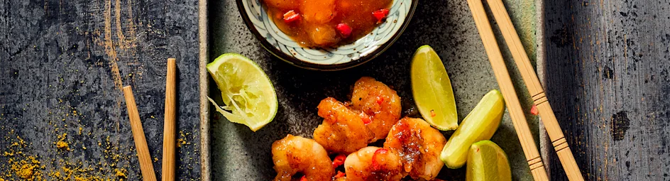 Kleverige tempura-garnalen