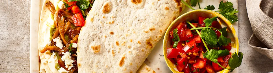 Tortilla's met pulled oesterzwammen