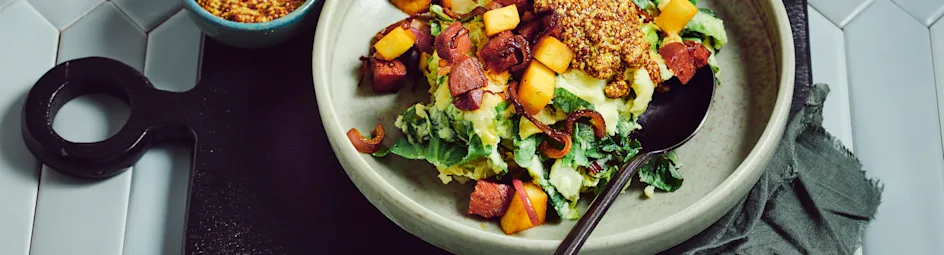 Andijviestamppot met chorizo en appel