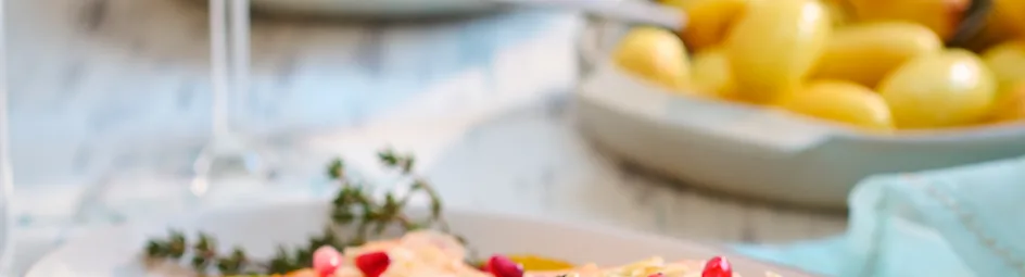 Zalm met sinaasappel en granaatappel