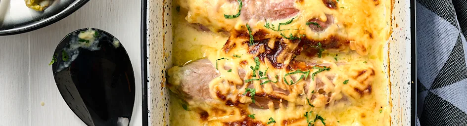 Witlofschotel met ham en kaas