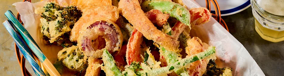 Groentetempura met sojadipsaus