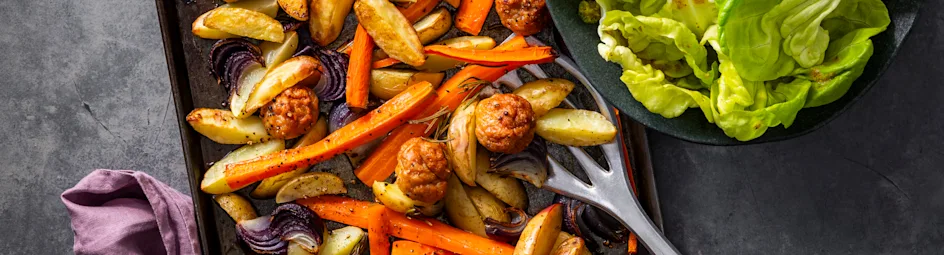 Traybake met kipgehaktballetjes en appel