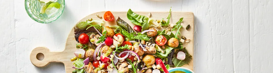 Saladeplank met homemade pittenmix