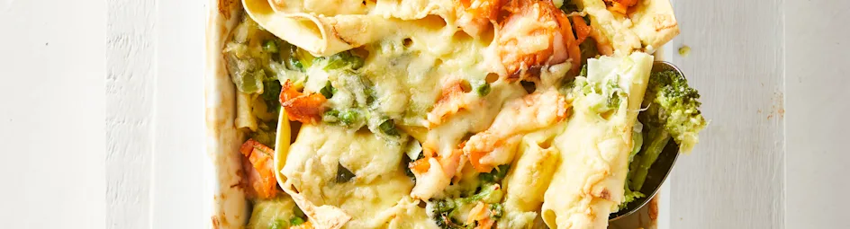 Romige lasagnette met zalm en broccoli