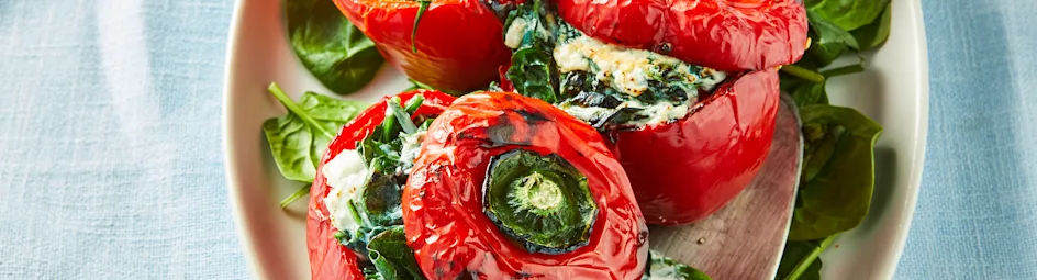 Gevulde paprika met spinazie en ricotta