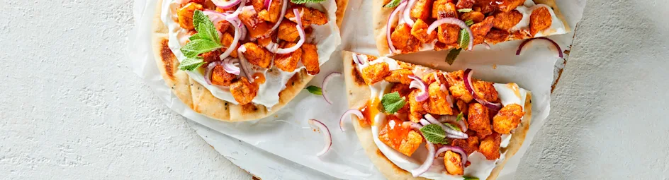Zalm tandoori met naan en mangochutney
