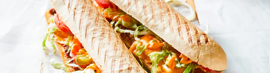 Panini smash-style burger