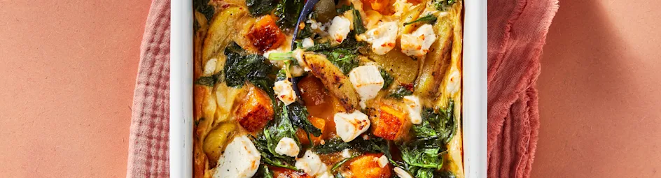 Pompoenfrittata met geitenkaas