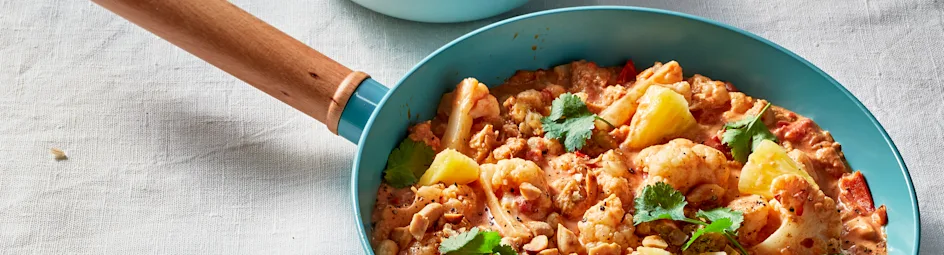 Vegetarische kipcurry met bloemkool en ananas