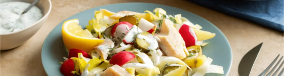Forelfilet met aardappel witlofsalade