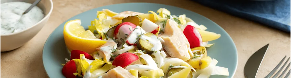 Forelfilet met aardappel witlofsalade