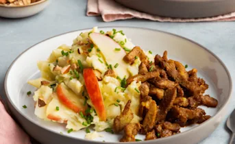 Knolselderijpuree met shoarma