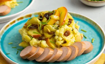 Witlof appel stamppot met vegetarische rookworst