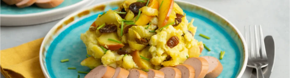 Witlof appel stamppot met vegetarische rookworst