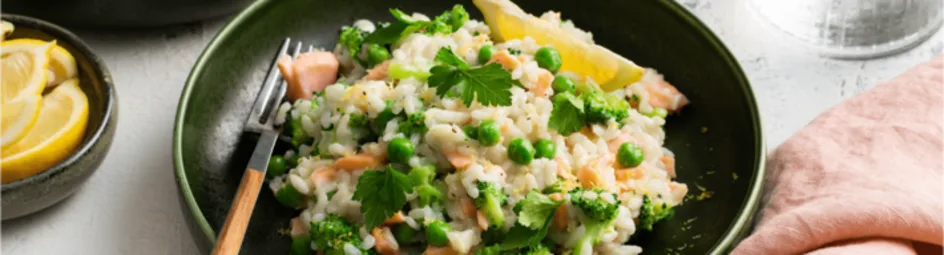 Risotto met zalm, broccoli en citroen