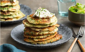 Groentenpannenkoekjes met citroen-ricotta