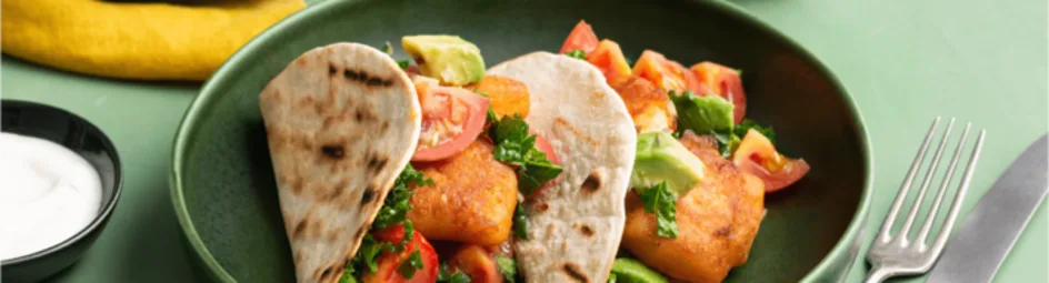 Vis taco's met limoen-yoghurtsaus