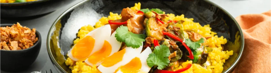 Kipsaté met pittige spruitjes